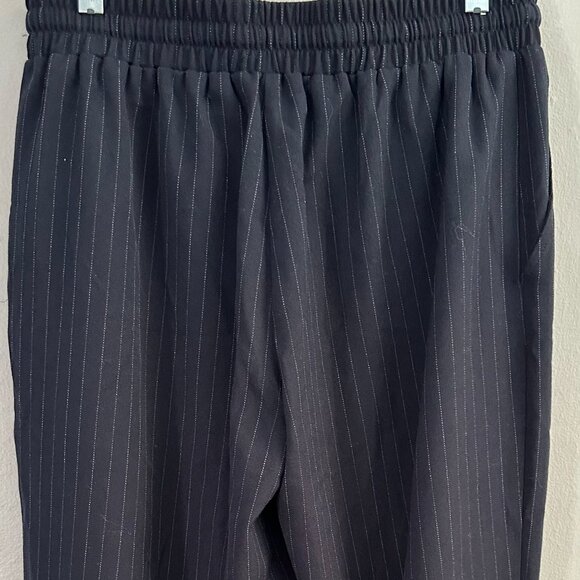 ASOS Design Navy Pinstripe Waist-Tie Pants (NWOT, Size 10) - Picture 2 of 7